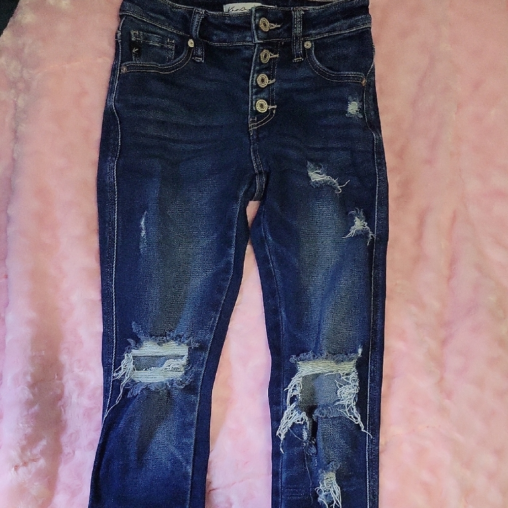 Women's Distressed Blue Jeans
